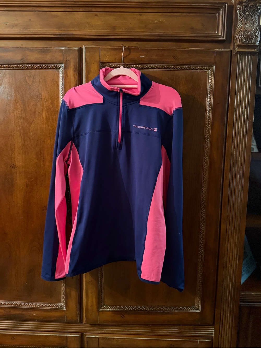 Vineyard Vines Navy and Pink women’s ' Quarter-Zip performance Pullover